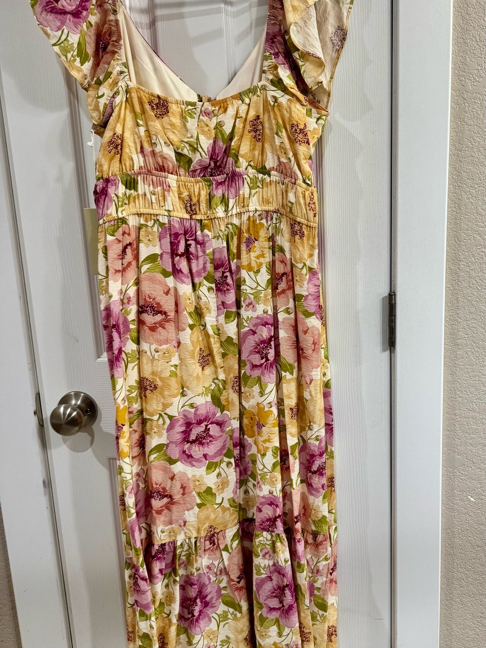 Joie Cream Floral Maxi Dress with Pink & Yellow Blooms - Picture 5 of 6